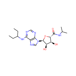 CCC(CC)Nc1ncnc2c1ncn2[C@H]1O[C@H](C(=O)NC(C)C)[C@@H](O)[C@H]1O ZINC000048998074