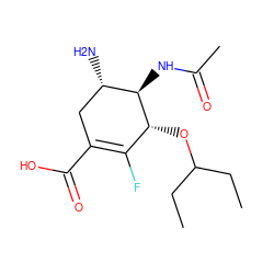 CCC(CC)O[C@@H]1C(F)=C(C(=O)O)C[C@H](N)[C@H]1NC(C)=O ZINC000004134498