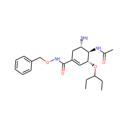 CCC(CC)O[C@@H]1C=C(C(=O)NOCc2ccccc2)C[C@H](N)[C@H]1NC(C)=O ZINC000299821933