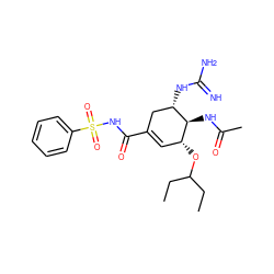 CCC(CC)O[C@@H]1C=C(C(=O)NS(=O)(=O)c2ccccc2)C[C@H](NC(=N)N)[C@H]1NC(C)=O ZINC000299818747