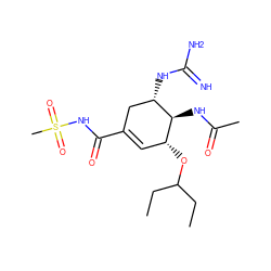 CCC(CC)O[C@@H]1C=C(C(=O)NS(C)(=O)=O)C[C@H](NC(=N)N)[C@H]1NC(C)=O ZINC000299838956