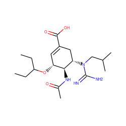 CCC(CC)O[C@@H]1C=C(C(=O)O)C[C@H](N(CC(C)C)C(=N)N)[C@H]1NC(C)=O ZINC000299836302