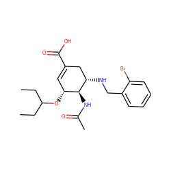 CCC(CC)O[C@@H]1C=C(C(=O)O)C[C@H](NCc2ccccc2Br)[C@H]1NC(C)=O ZINC000213841918