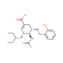 CCC(CC)O[C@@H]1C=C(C(=O)O)C[C@H](NCc2ccccc2O)[C@H]1NC(C)=O ZINC000213841673