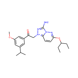 CCC(CC)Oc1ccc2n(n1)c(N)n[n+]2CC(=O)c1cc(OC)cc(C(C)C)c1 ZINC000115446444