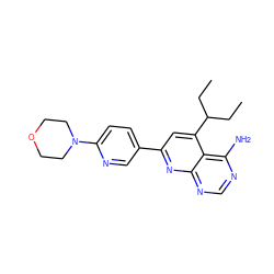 CCC(CC)c1cc(-c2ccc(N3CCOCC3)nc2)nc2ncnc(N)c12 ZINC000027984283