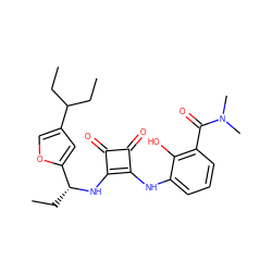 CCC(CC)c1coc([C@@H](CC)Nc2c(Nc3cccc(C(=O)N(C)C)c3O)c(=O)c2=O)c1 ZINC000101117422