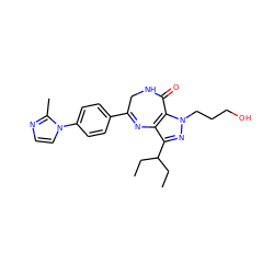 CCC(CC)c1nn(CCCO)c2c1N=C(c1ccc(-n3ccnc3C)cc1)CNC2=O ZINC000096928706