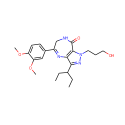 CCC(CC)c1nn(CCCO)c2c1N=C(c1ccc(OC)c(OC)c1)CNC2=O ZINC000096928707