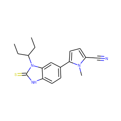 CCC(CC)n1c(=S)[nH]c2ccc(-c3ccc(C#N)n3C)cc21 ZINC000028869059