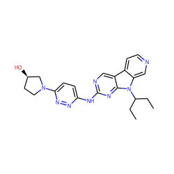 CCC(CC)n1c2cnccc2c2cnc(Nc3ccc(N4CC[C@@H](O)C4)nn3)nc21 ZINC000117685044