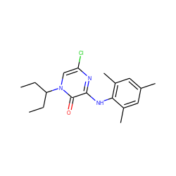 CCC(CC)n1cc(Cl)nc(Nc2c(C)cc(C)cc2C)c1=O ZINC000000009843