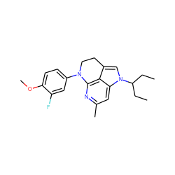 CCC(CC)n1cc2c3c(nc(C)cc31)N(c1ccc(OC)c(F)c1)CC2 ZINC000028958566