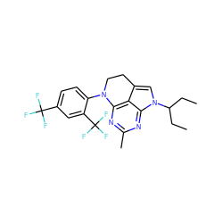 CCC(CC)n1cc2c3c(nc(C)nc31)N(c1ccc(C(F)(F)F)cc1C(F)(F)F)CC2 ZINC000028117960