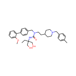 CCC(CO)(CO)NC(=O)N(CCC1CCN(Cc2ccc(C)cc2)CC1)Cc1ccc(-c2ccccc2OC)cc1 ZINC000028874732