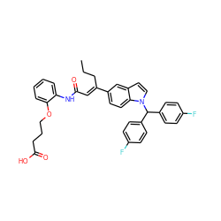 CCC/C(=C\C(=O)Nc1ccccc1OCCCC(=O)O)c1ccc2c(ccn2C(c2ccc(F)cc2)c2ccc(F)cc2)c1 ZINC000027554909