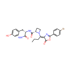 CCC/C(=C1/N=C(c2ccc(Br)cc2)OC1=O)N1CC[C@H]1C(=O)N[C@@H](Cc1ccc(O)cc1)C(N)=O ZINC000029556380