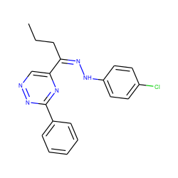 CCC/C(=N/Nc1ccc(Cl)cc1)c1cnnc(-c2ccccc2)n1 ZINC000007043700