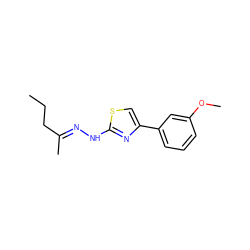 CCC/C(C)=N/Nc1nc(-c2cccc(OC)c2)cs1 ZINC000058581310