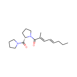 CCC/C=C/C=C(\C)C(=O)N1CCC[C@H]1C(=O)N1CCCC1 ZINC000029416271