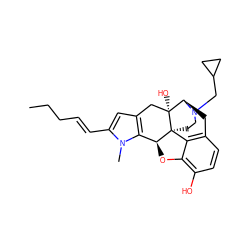 CCC/C=C/c1cc2c(n1C)[C@@H]1Oc3c(O)ccc4c3[C@@]13CCN(CC1CC1)[C@H](C4)[C@]3(O)C2 ZINC000058576419