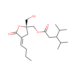 CCC/C=C1\C[C@@](CO)(COC(=O)CC(C(C)C)C(C)C)OC1=O ZINC000013805686