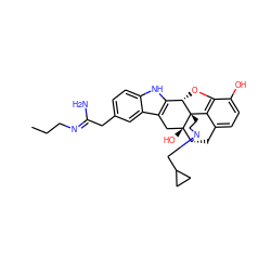 CCC/N=C(\N)Cc1ccc2[nH]c3c(c2c1)C[C@@]1(O)[C@H]2Cc4ccc(O)c5c4[C@@]1(CCN2CC1CC1)[C@H]3O5 ZINC000013493036