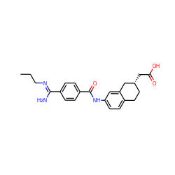 CCC/N=C(\N)c1ccc(C(=O)Nc2ccc3c(c2)C[C@H](CC(=O)O)CC3)cc1 ZINC000013781411