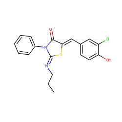 CCC/N=C1\S/C(=C\c2ccc(O)c(Cl)c2)C(=O)N1c1ccccc1 ZINC000049115887