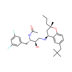 CCC[C@@]1(C)C[C@H](NC[C@@H](O)[C@H](Cc2cc(F)cc(F)c2)NC(C)=O)c2cc(CC(C)(C)C)ccc2O1 ZINC000096282257