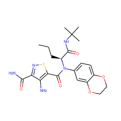 CCC[C@@H](C(=O)NC(C)(C)C)N(C(=O)c1snc(C(N)=O)c1N)c1ccc2c(c1)OCCO2 ZINC000006500985