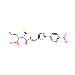 CCC[C@@H](C(=O)O)N1C(=O)/C(=C/c2ccc(-c3ccc([N+](=O)[O-])cc3)o2)SC1=S ZINC000001797772