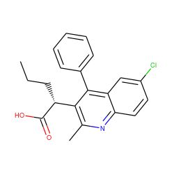 CCC[C@@H](C(=O)O)c1c(C)nc2ccc(Cl)cc2c1-c1ccccc1 ZINC000068244643