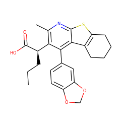 CCC[C@@H](C(=O)O)c1c(C)nc2sc3c(c2c1-c1ccc2c(c1)OCO2)CCCC3 ZINC000113123714