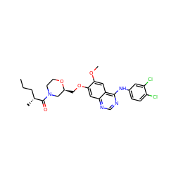 CCC[C@@H](C)C(=O)N1CCO[C@@H](COc2cc3ncnc(Nc4ccc(Cl)c(Cl)c4)c3cc2OC)C1 ZINC000114822881