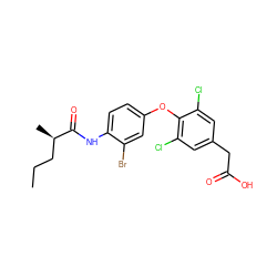 CCC[C@@H](C)C(=O)Nc1ccc(Oc2c(Cl)cc(CC(=O)O)cc2Cl)cc1Br ZINC000014969197