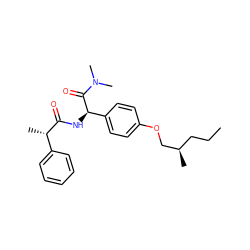 CCC[C@@H](C)COc1ccc([C@@H](NC(=O)[C@@H](C)c2ccccc2)C(=O)N(C)C)cc1 ZINC001772589166