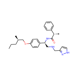 CCC[C@@H](C)COc1ccc([C@H](CNCc2cc[nH]n2)NC(=O)[C@@H](C)c2ccccc2)cc1 ZINC000145247613