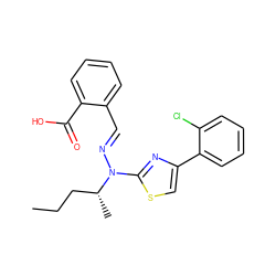 CCC[C@@H](C)N(/N=C/c1ccccc1C(=O)O)c1nc(-c2ccccc2Cl)cs1 ZINC001772652087