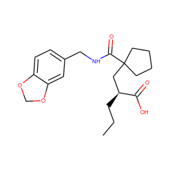 CCC[C@@H](CC1(C(=O)NCc2ccc3c(c2)OCO3)CCCC1)C(=O)O ZINC000034803445