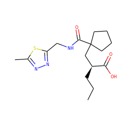 CCC[C@@H](CC1(C(=O)NCc2nnc(C)s2)CCCC1)C(=O)O ZINC000034803411