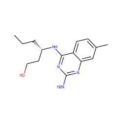 CCC[C@@H](CCO)Nc1nc(N)nc2cc(C)ccc12 ZINC000205023632