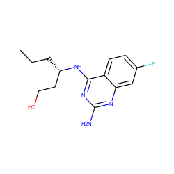 CCC[C@@H](CCO)Nc1nc(N)nc2cc(F)ccc12 ZINC000205019437