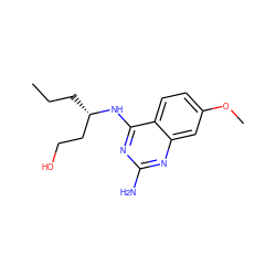 CCC[C@@H](CCO)Nc1nc(N)nc2cc(OC)ccc12 ZINC000205018143