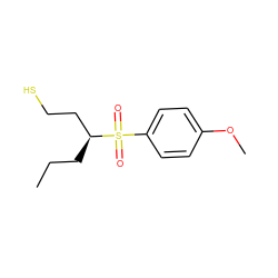 CCC[C@@H](CCS)S(=O)(=O)c1ccc(OC)cc1 ZINC000028090345