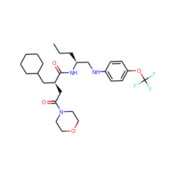 CCC[C@@H](CNc1ccc(OC(F)(F)F)cc1)NC(=O)[C@@H](CC(=O)N1CCOCC1)CC1CCCCC1 ZINC000014971686