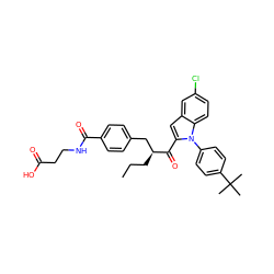 CCC[C@@H](Cc1ccc(C(=O)NCCC(=O)O)cc1)C(=O)c1cc2cc(Cl)ccc2n1-c1ccc(C(C)(C)C)cc1 ZINC000073167014