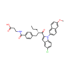 CCC[C@@H](Cc1ccc(C(=O)NCCC(=O)O)cc1)C(=O)c1cc2cc(Cl)ccc2n1-c1ccc2cc(OC)ccc2c1 ZINC000073168133