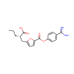 CCC[C@@H](Cc1ccc(C(=O)Oc2ccc(C(=N)N)cc2)o1)C(=O)O ZINC000145968323