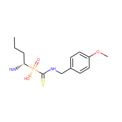 CCC[C@@H](N)[P@](=O)(O)C(=S)NCc1ccc(OC)cc1 ZINC000040873918
